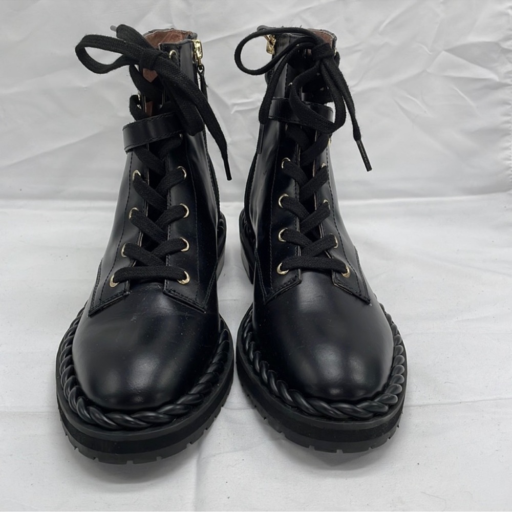 Louise et Cie Sabri Bootie Lug Sole Combat Black Leather Sz - Picture 3 of 10